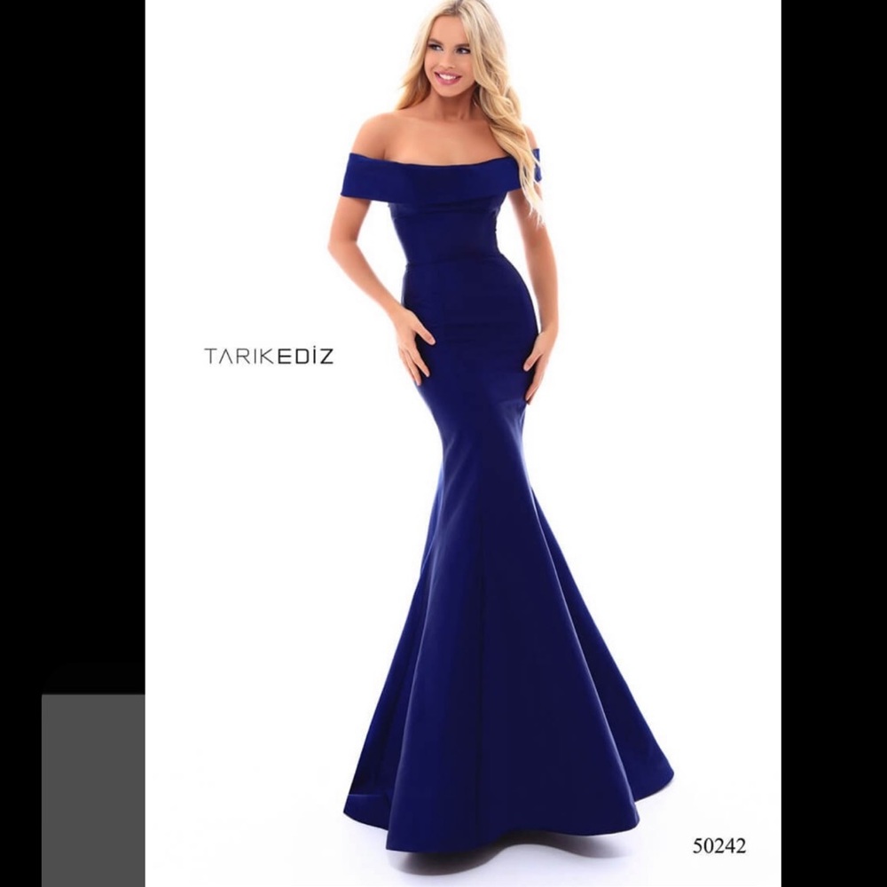 Tarik ediz taffeta off shoulder mermaid dress